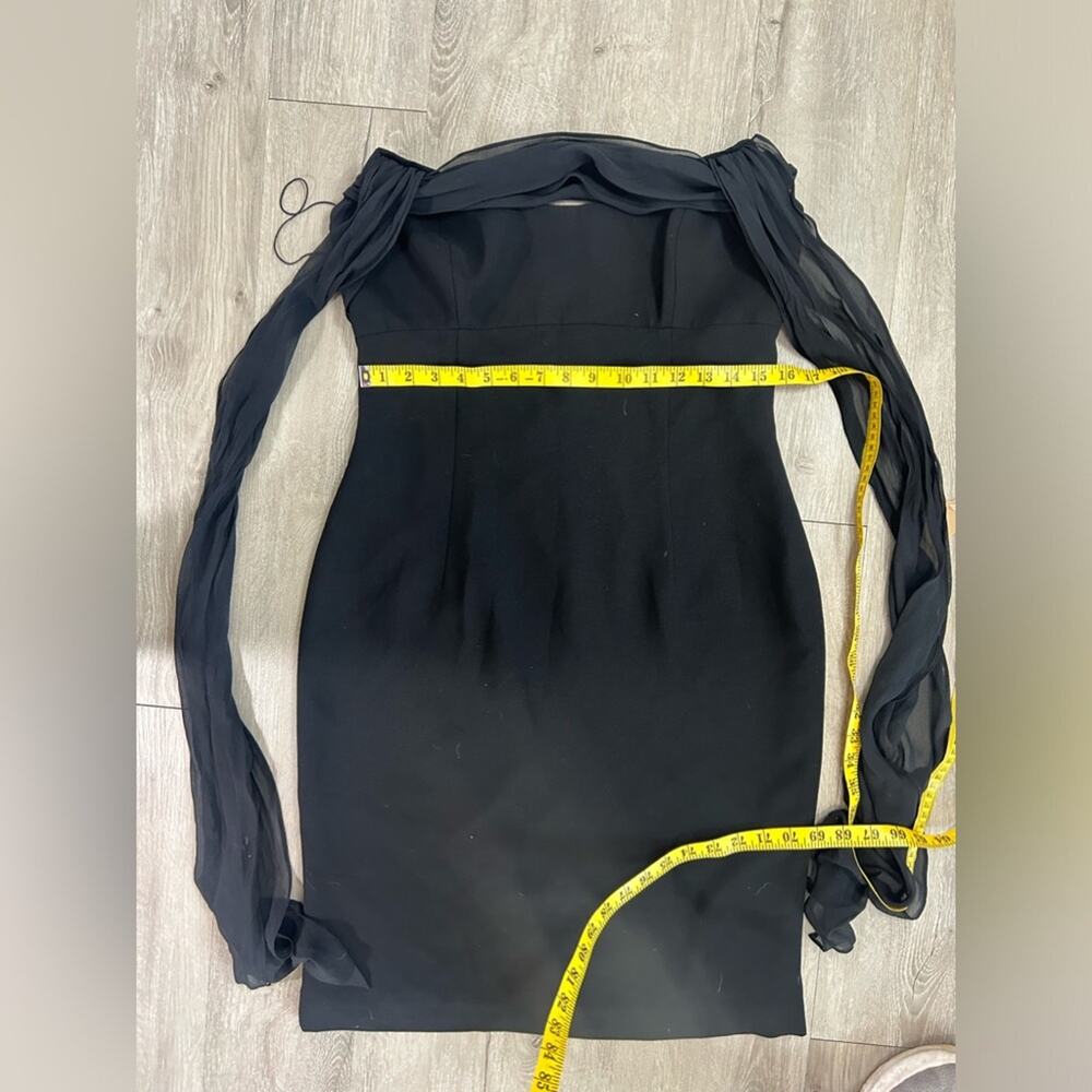 Maggy London- Sz 12- Little black dress- halter tie bow- zipper- midi- cocktail - Picture 3 of 9